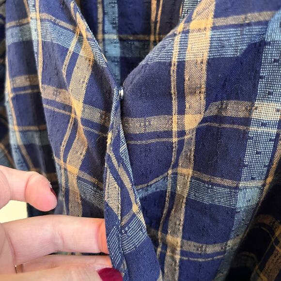 Madewell Navy and Brown Plaid Blouse - Picture 7 of 16